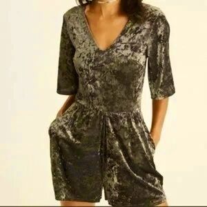 American Eagle Green Velvet Romper